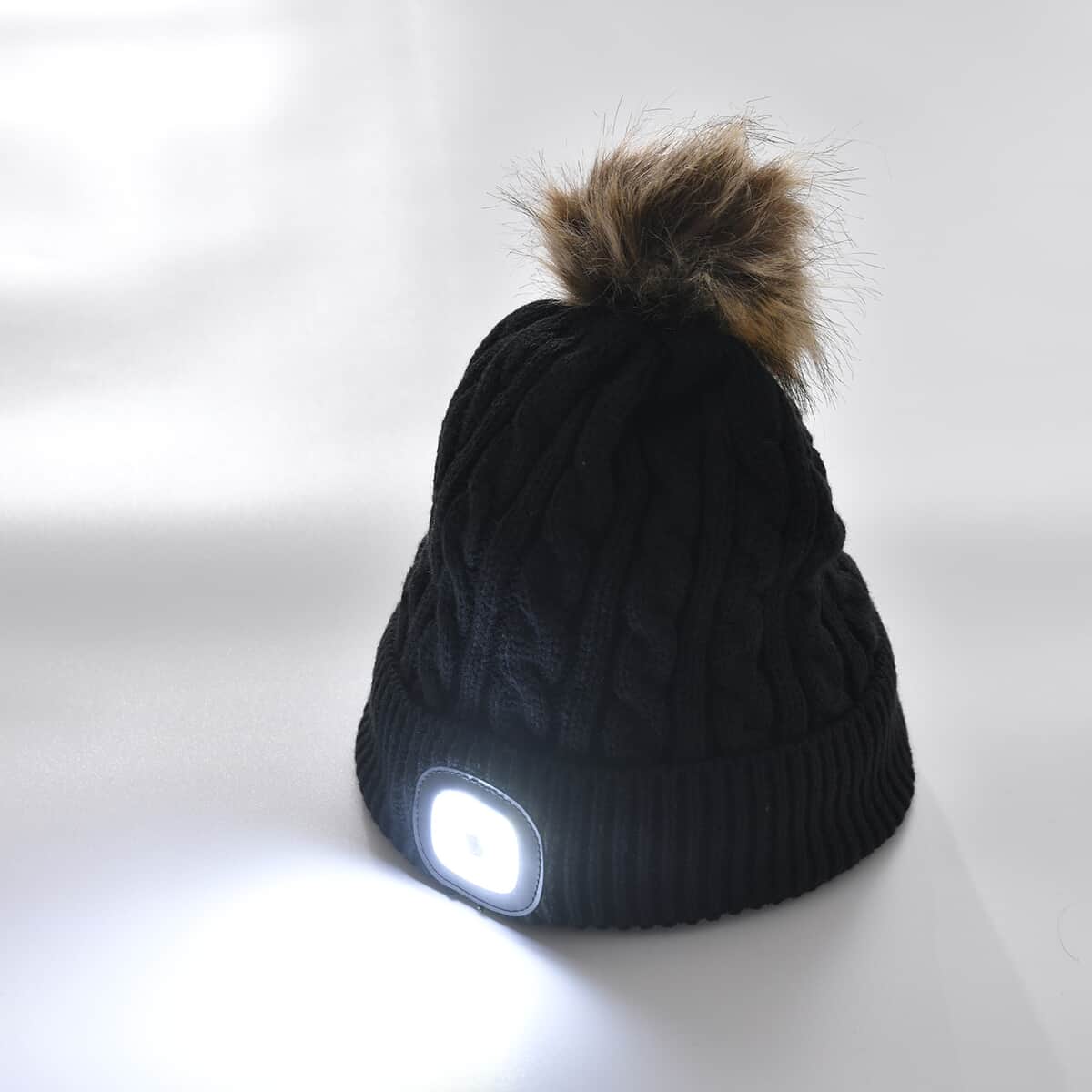 Black Acrylic Scarf with Pockets, Socks and LED Beanie Hat image number 1