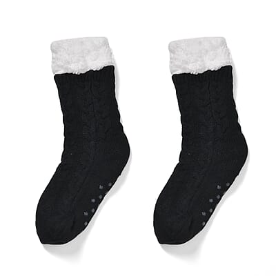 Black Acrylic Scarf with Pockets, Socks and LED Beanie Hat