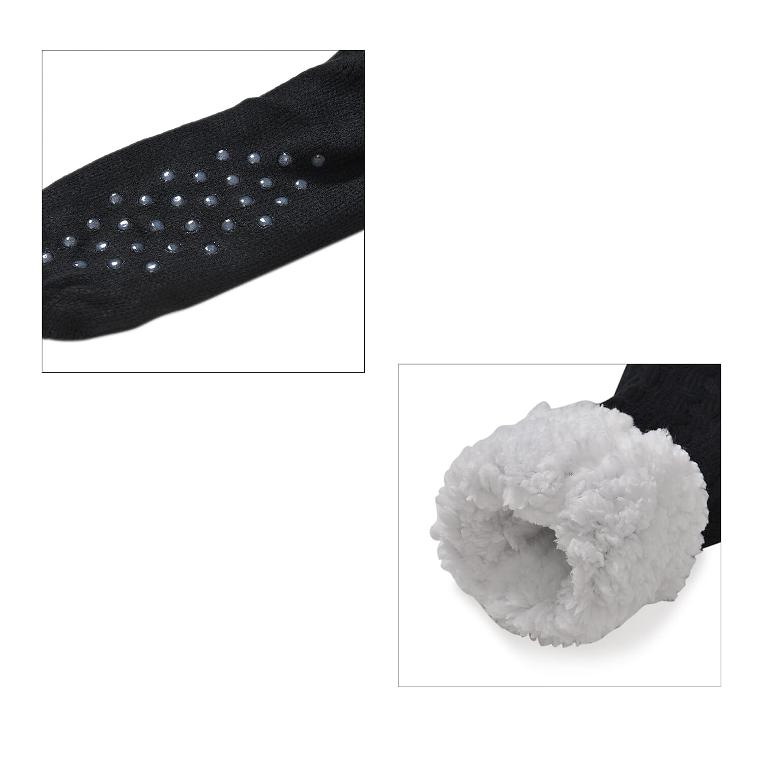 Black Acrylic Scarf with Pockets, Socks and LED Beanie Hat