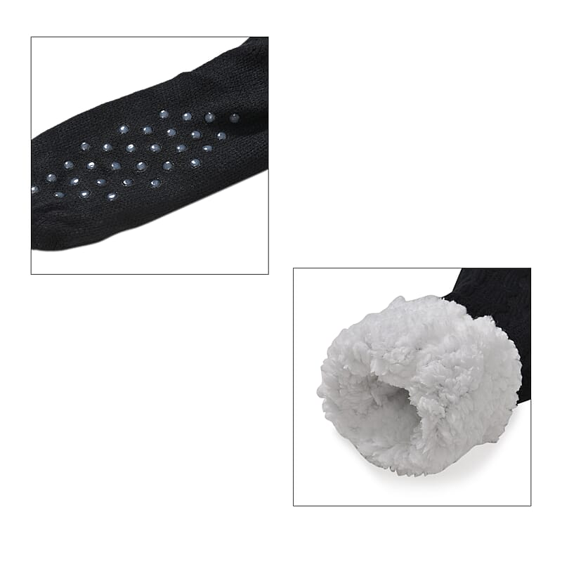 Black Acrylic Scarf with Pockets, Socks and LED Beanie Hat