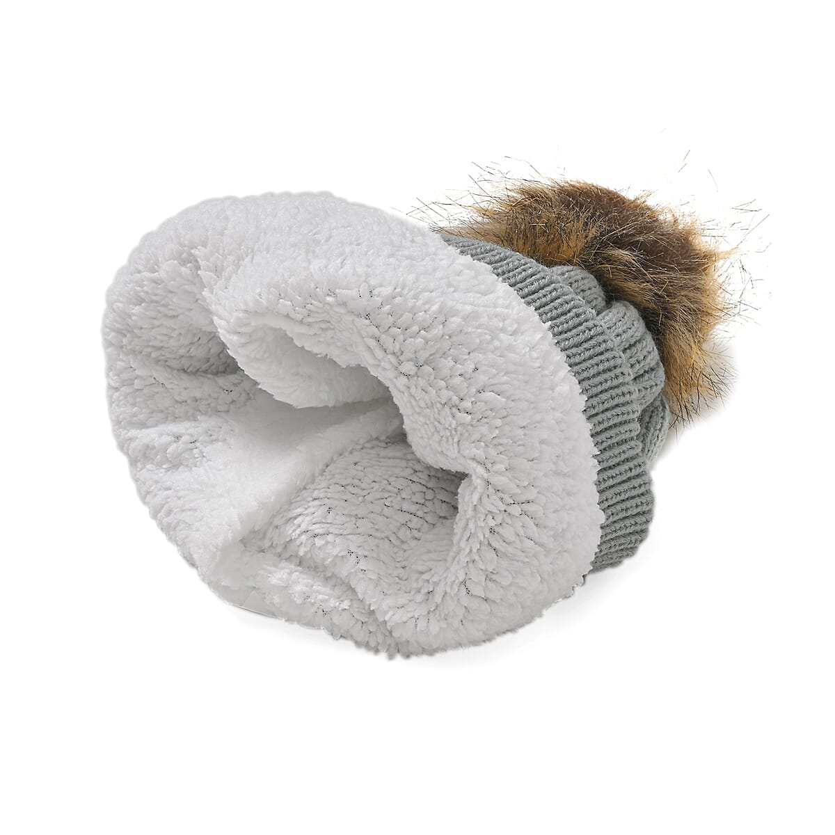 Gray Acrylic Scarf with Pockets, Socks and LED Beanie Hat image number 3