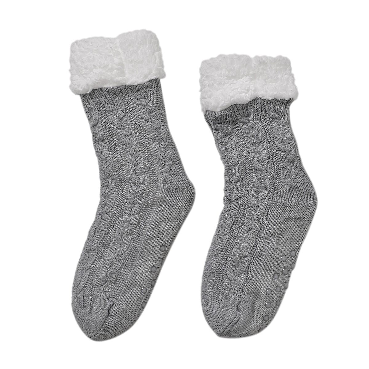 Gray Acrylic Scarf with Pockets, Socks and LED Beanie Hat image number 4