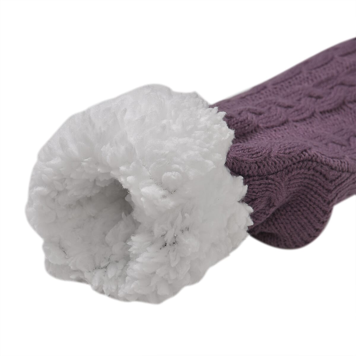 Women Winter Knit Warm Faux Fur Sherpa Scarf with Pockets and Non Slip Socks - Brown image number 5