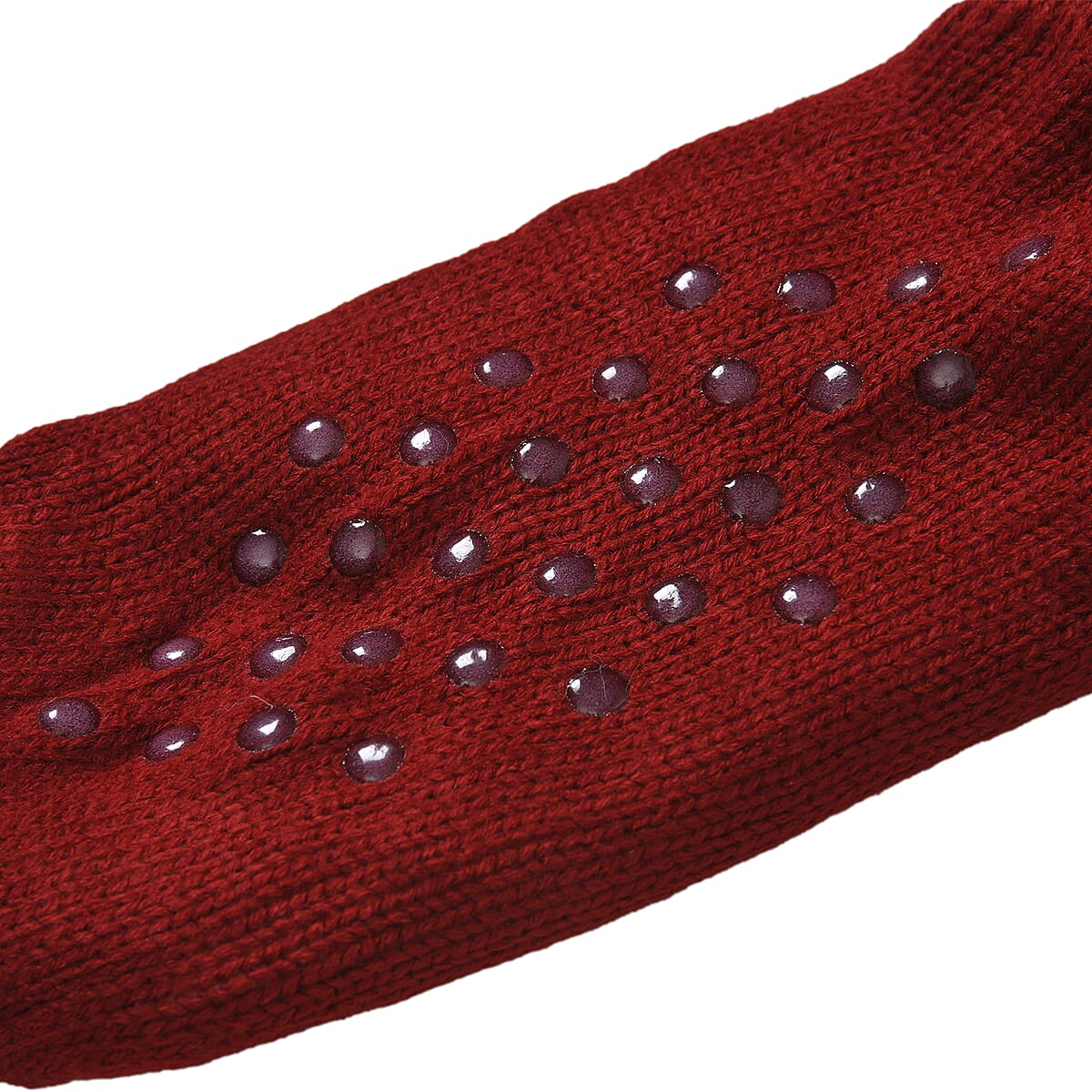 Women Winter Knit Warm Faux Fur Sherpa Scarf with Pockets and Non Slip Socks - Red image number 5