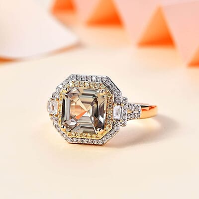 Luxoro 14K Yellow Gold AAA Turkizite, Natural Yellow and White Diamond (I2) (0.45 cts) Ring (Size 10.0) 5.25 ctw