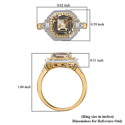 Luxoro 14K Yellow Gold AAA Turkizite, Natural Yellow and White Diamond (I2) (0.45 cts) Ring (Size 10.0) 5.25 ctw