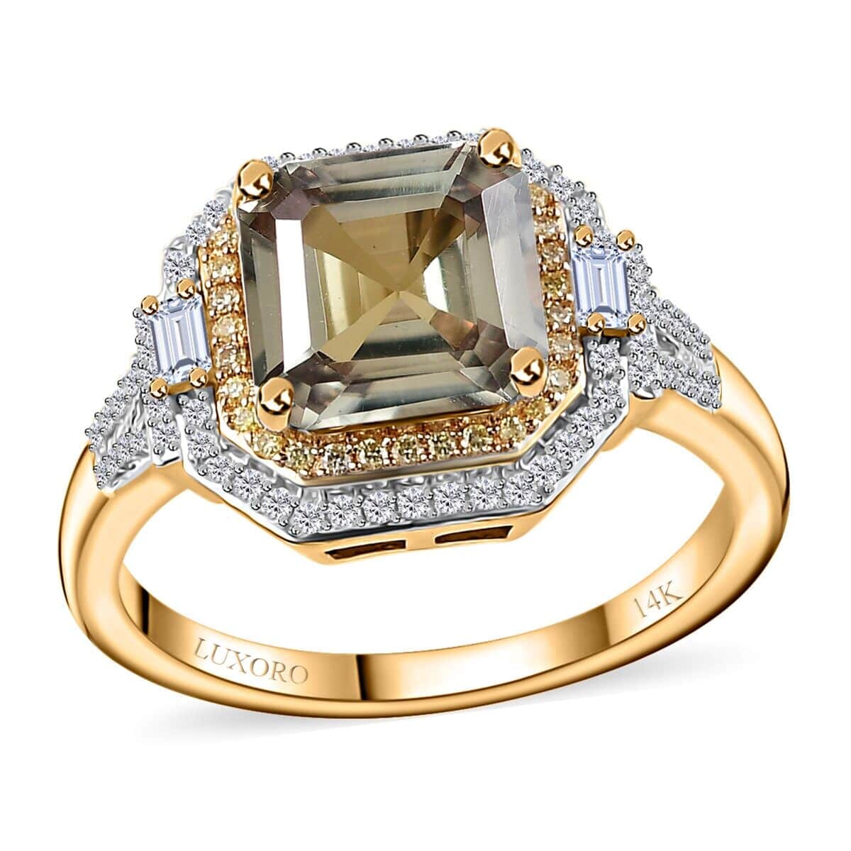 Luxoro AAA Turkizite, Natural Yellow and White Diamond (I2) 4.45 ctw Ring in 14K Yellow Gold (Size 5.0) (Del. in 10-15 Days) image number 0