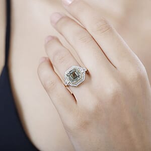 Luxoro AAA Turkizite, Natural Yellow and White Diamond (I2) 4.45 ctw Ring in 14K Yellow Gold (Size 7.0)