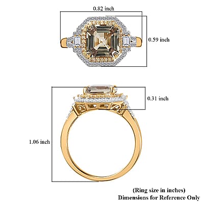 Luxoro AAA Turkizite, Natural Yellow and White Diamond (I2) 4.45 ctw Ring in 14K Yellow Gold (Size 7.0)