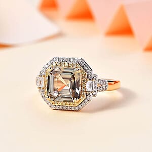 Luxoro 14K Yellow Gold AAA Turkizite, Natural Yellow and White Diamond (I2) (0.45 cts) Ring (Size 9.5) 4.45 ctw