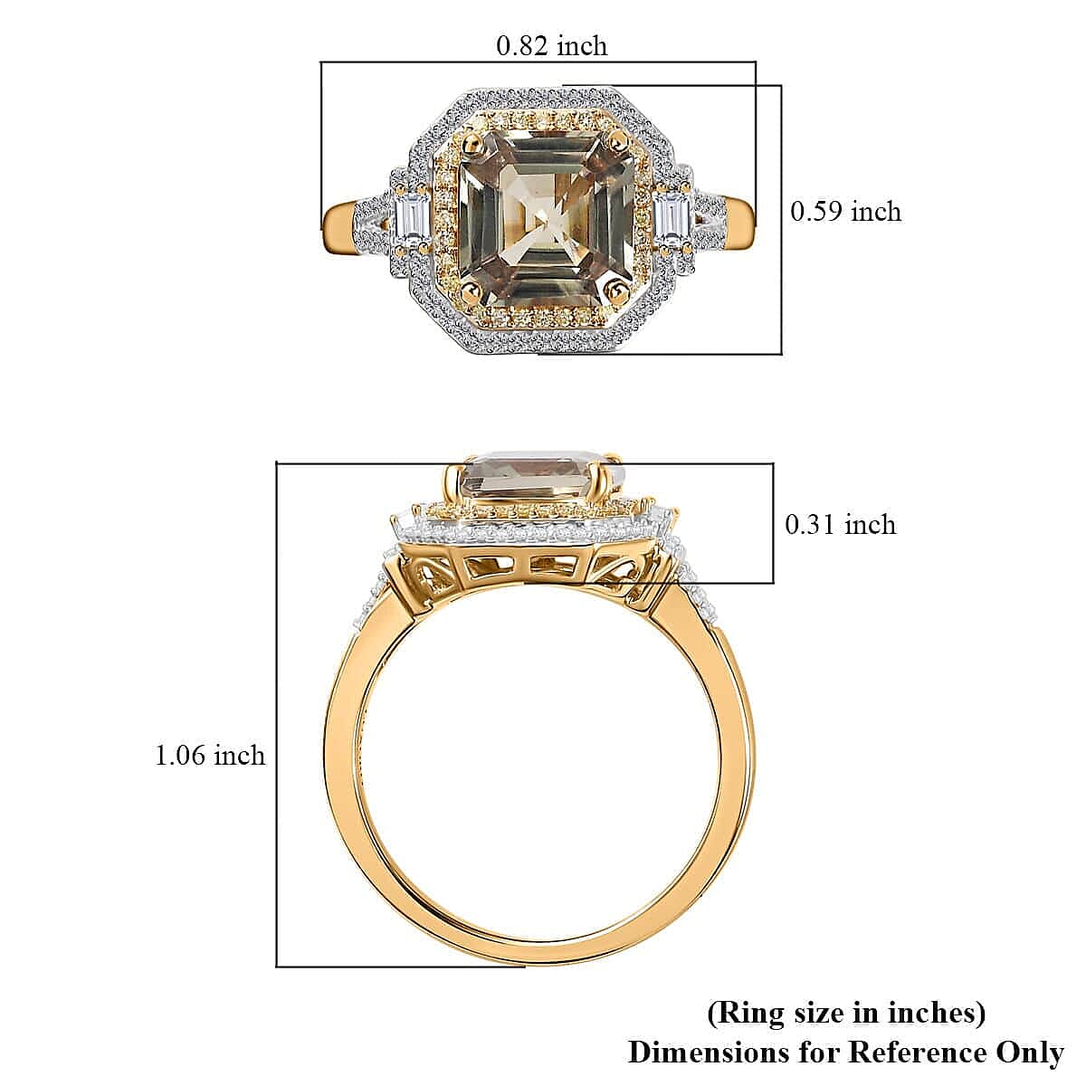Luxoro 14K Yellow Gold AAA Turkizite, Natural Yellow and White Diamond (I2) (0.45 cts) Ring (Size 9.5) 4.45 ctw image number 5