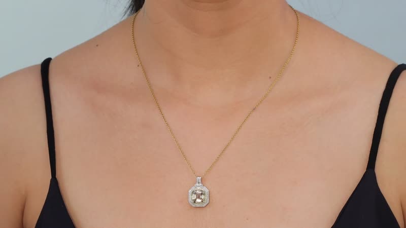 Luxoro AAA Turkizite, I2 Natural Yellow and White Diamond 4.40 ctw Pendant without Chain in 14K Yellow Gold