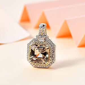 Luxoro AAA Turkizite, I2 Natural Yellow and White Diamond 4.40 ctw Pendant without Chain in 14K Yellow Gold