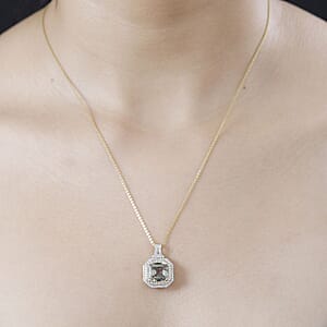 Luxoro AAA Turkizite, I2 Natural Yellow and White Diamond 4.40 ctw Pendant without Chain in 14K Yellow Gold