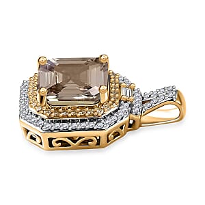 Luxoro AAA Turkizite, I2 Natural Yellow and White Diamond 4.40 ctw Pendant without Chain in 14K Yellow Gold
