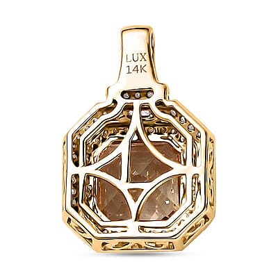 Luxoro AAA Turkizite, I2 Natural Yellow and White Diamond 4.40 ctw Pendant without Chain in 14K Yellow Gold
