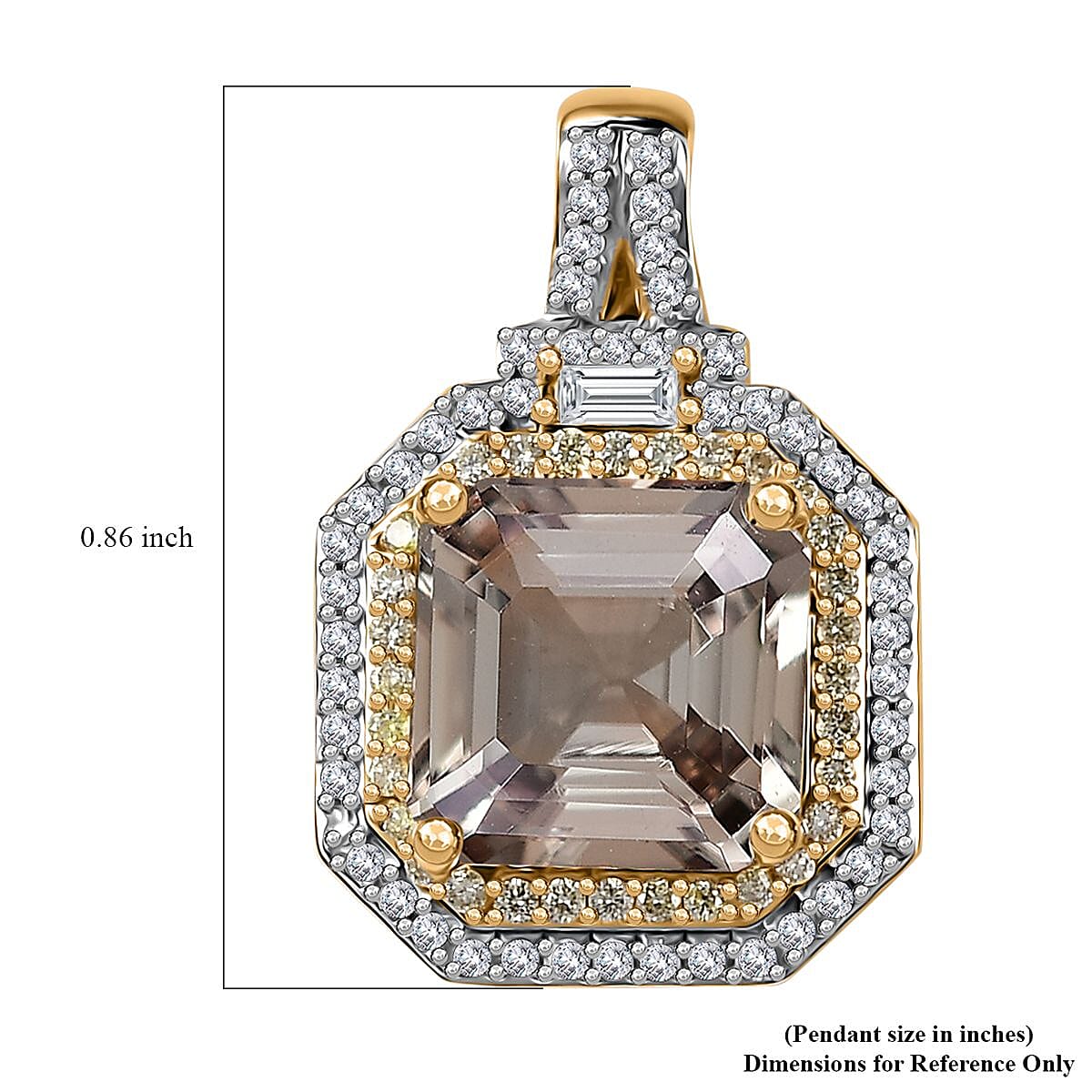 Luxoro AAA Turkizite, I2 Natural Yellow and White Diamond 4.40 ctw Pendant without Chain in 14K Yellow Gold