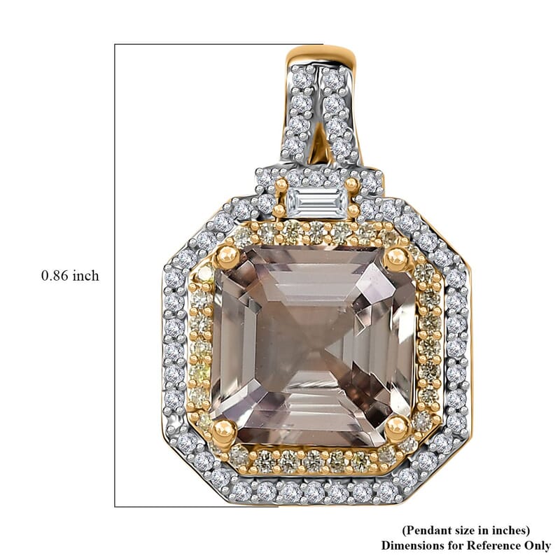 Luxoro AAA Turkizite, I2 Natural Yellow and White Diamond 4.40 ctw Pendant without Chain in 14K Yellow Gold
