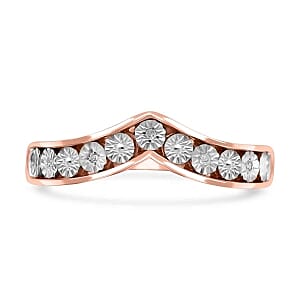 White Diamond Band Ring in Vermeil RG Over Sterling Silver (Size 8)
