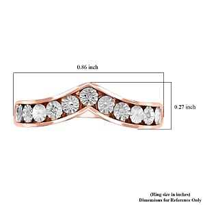 White Diamond Band Ring in Vermeil RG Over Sterling Silver (Size 8)