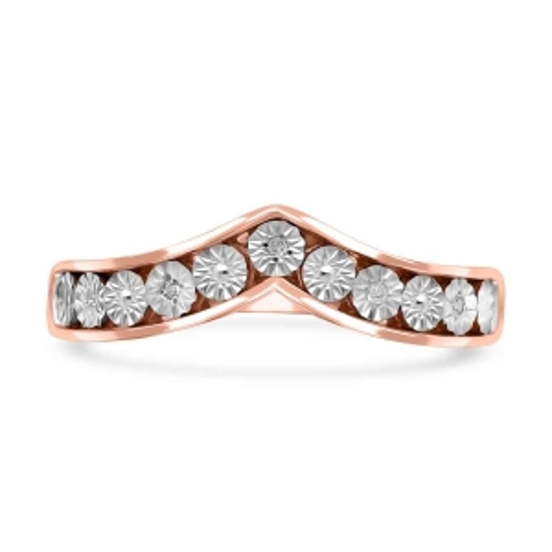 White Diamond Band Ring in Vermeil RG Over Sterling Silver (Size 10)