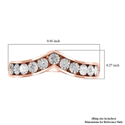 White Diamond Band Ring in Vermeil RG Over Sterling Silver (Size 10)
