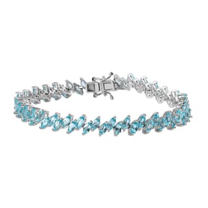 Betroka Blue Apatite Bracelet in Platinum Over Sterling Silver (7.25 In) 10.20 ctw