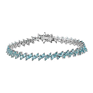Betroka Blue Apatite Bracelet in Platinum Over Sterling Silver (8.00 In) 11.20 ctw