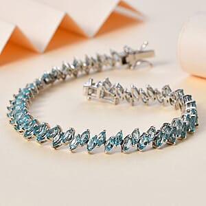 Betroka Blue Apatite Bracelet in Platinum Over Sterling Silver (8.00 In) 11.20 ctw