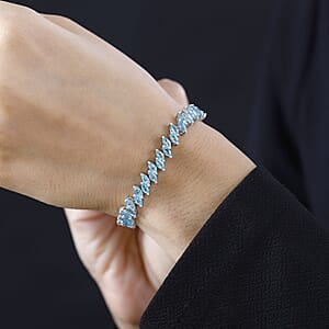 Betroka Blue Apatite Bracelet in Platinum Over Sterling Silver (8.00 In) 11.20 ctw