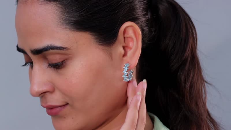 D'Joy Betroka Blue Apatite Hoop Earrings in Platinum Over Sterling Silver 5.40 ctw