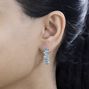 D'Joy Betroka Blue Apatite Hoop Earrings in Platinum Over Sterling Silver 5.40 ctw