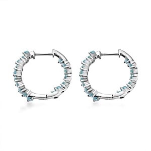 D'Joy Betroka Blue Apatite Hoop Earrings in Platinum Over Sterling Silver 5.40 ctw