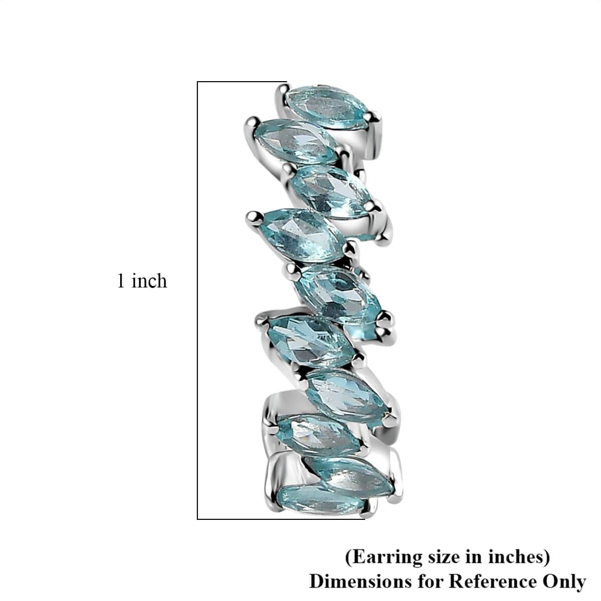 Madagascar Paraiba Apatite Hoop Earrings in Platinum Over Sterling Silver 5.40 ctw image number 4