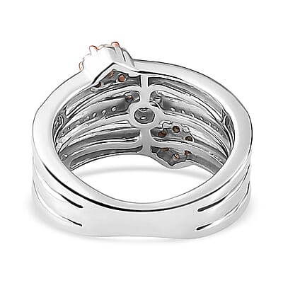 Moissanite Ring in Vermeil Yellow, Rose Gold and Platinum Over Sterling Silver (Size 10.0) 0.85 ctw