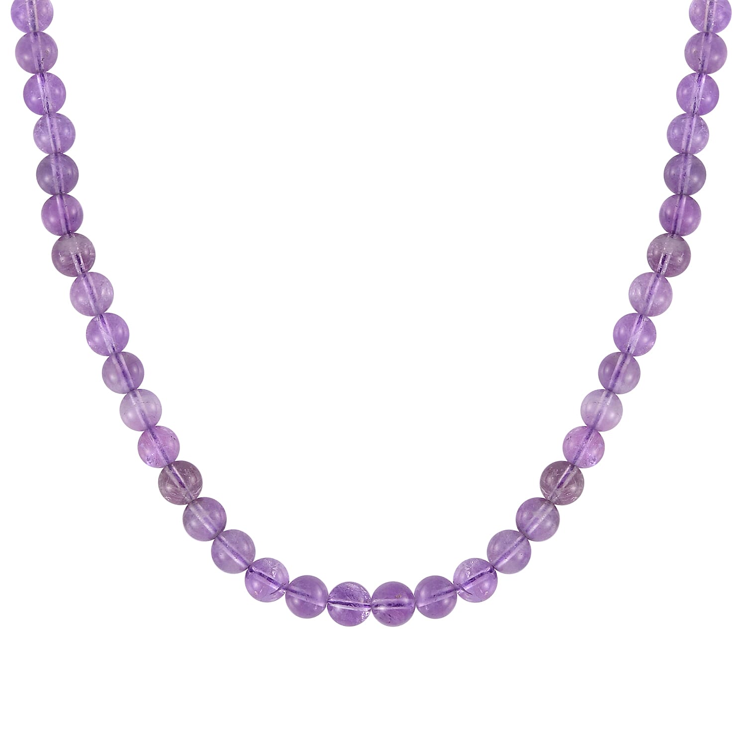 Lavender Amethyst Beaded Necklace 18-24 Inches in Stainless Steel 227.35 ctw