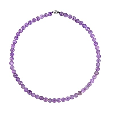 Lavender Amethyst Beaded Necklace 18-24 Inches in Stainless Steel 227.35 ctw