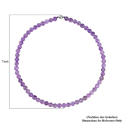 Lavender Amethyst Beaded Necklace 18-24 Inches in Stainless Steel 227.35 ctw