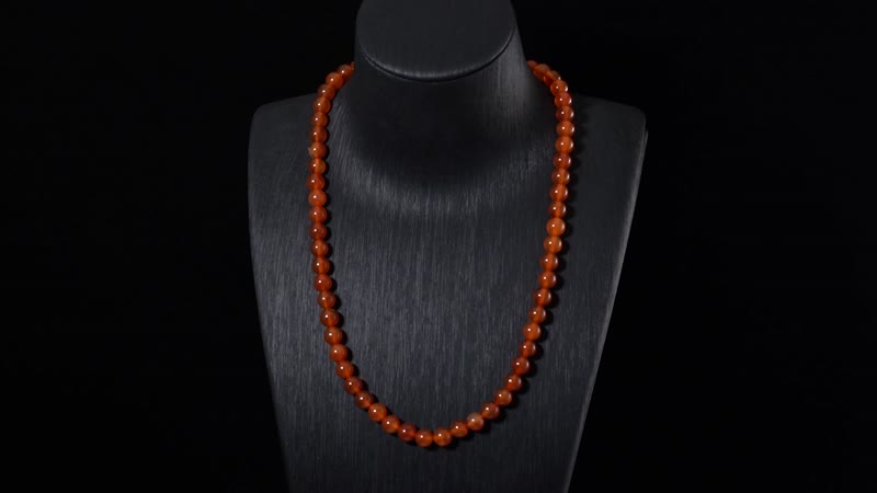Red Agate Beaded Necklace 18-24 Inches in Stainless Steel 177.25 ctw