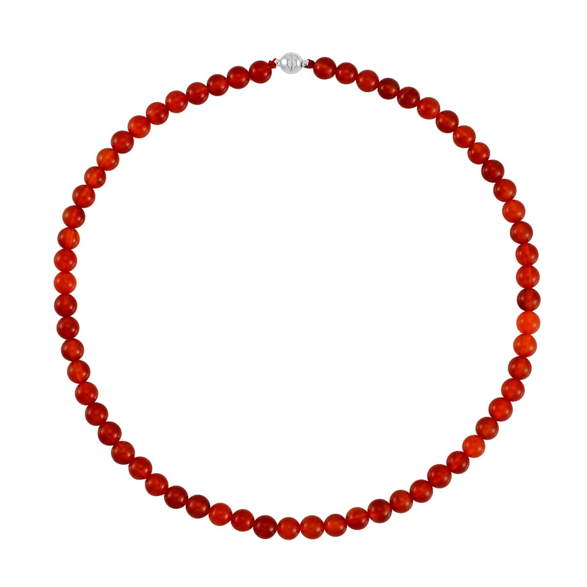 Red Agate Beaded Necklace 18-24 Inches in Stainless Steel 177.25 ctw image number 2