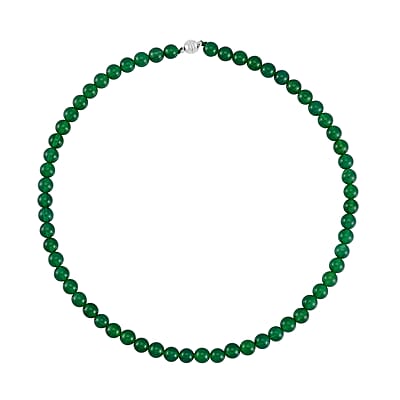 Green Agate Beaded Necklace 18-24 Inches in Stainless Steel 194.45 ctw