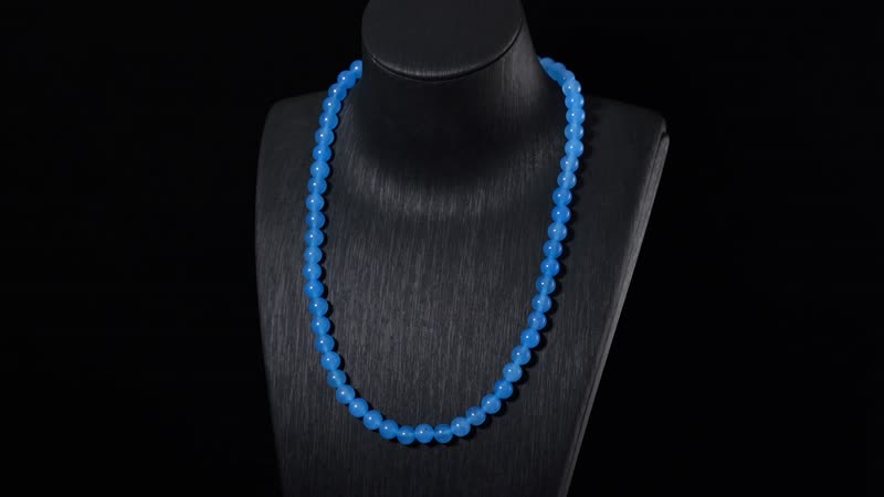 Blue Agate Beaded Necklace 18-24 Inches in Stainless Steel 179.40 ctw