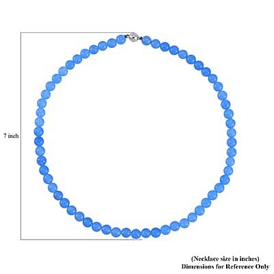 Blue Agate Beaded Necklace 18-24 Inches in Stainless Steel 179.40 ctw
