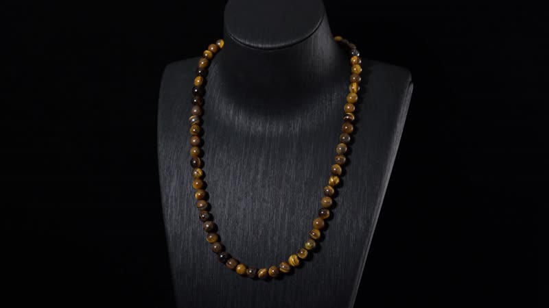 Yellow Tiger's Eye Beaded Necklace 18-24 Inches in Stainless Steel 190.30 ctw