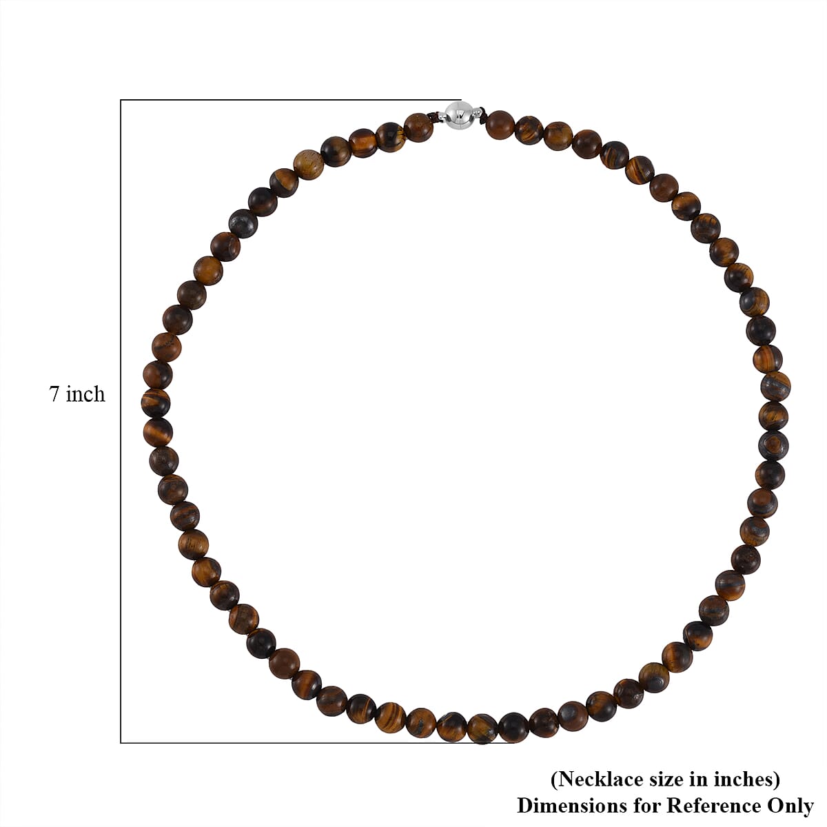 Yellow Tiger's Eye Beaded Necklace 18-24 Inches in Stainless Steel 190.30 ctw image number 4