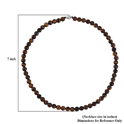 Yellow Tiger's Eye Beaded Necklace 18-24 Inches in Stainless Steel 190.30 ctw