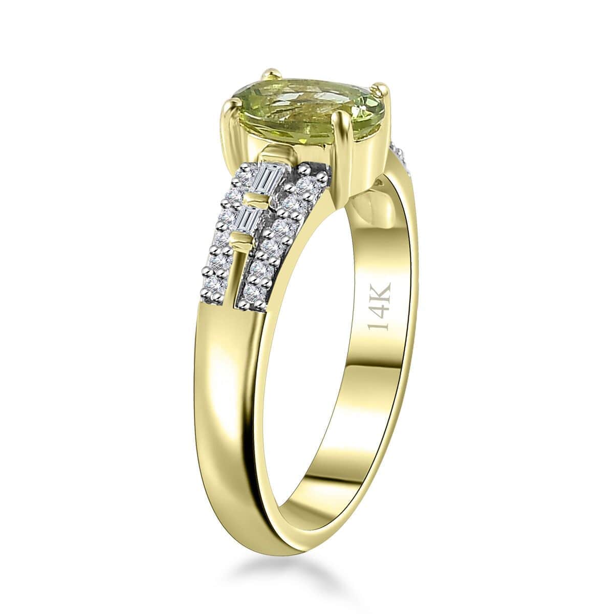 Luxoro 14K Green Gold AAA Natural Arikanga Tourmaline and G-H I2 Diamond Ring (Size 6.0) 4.50 Grams 1.15 ctw image number 3