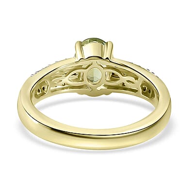 Luxoro 14K Green Gold AAA Natural Arikanga Tourmaline and G-H I2 Diamond Ring (Size 6.0) 4.50 Grams 1.15 ctw