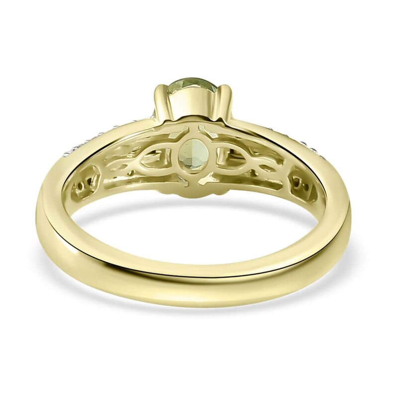 Luxoro 14K Green Gold AAA Natural Arikanga Tourmaline and G-H I2 Diamond Ring (Size 6.0) 4.50 Grams 1.15 ctw