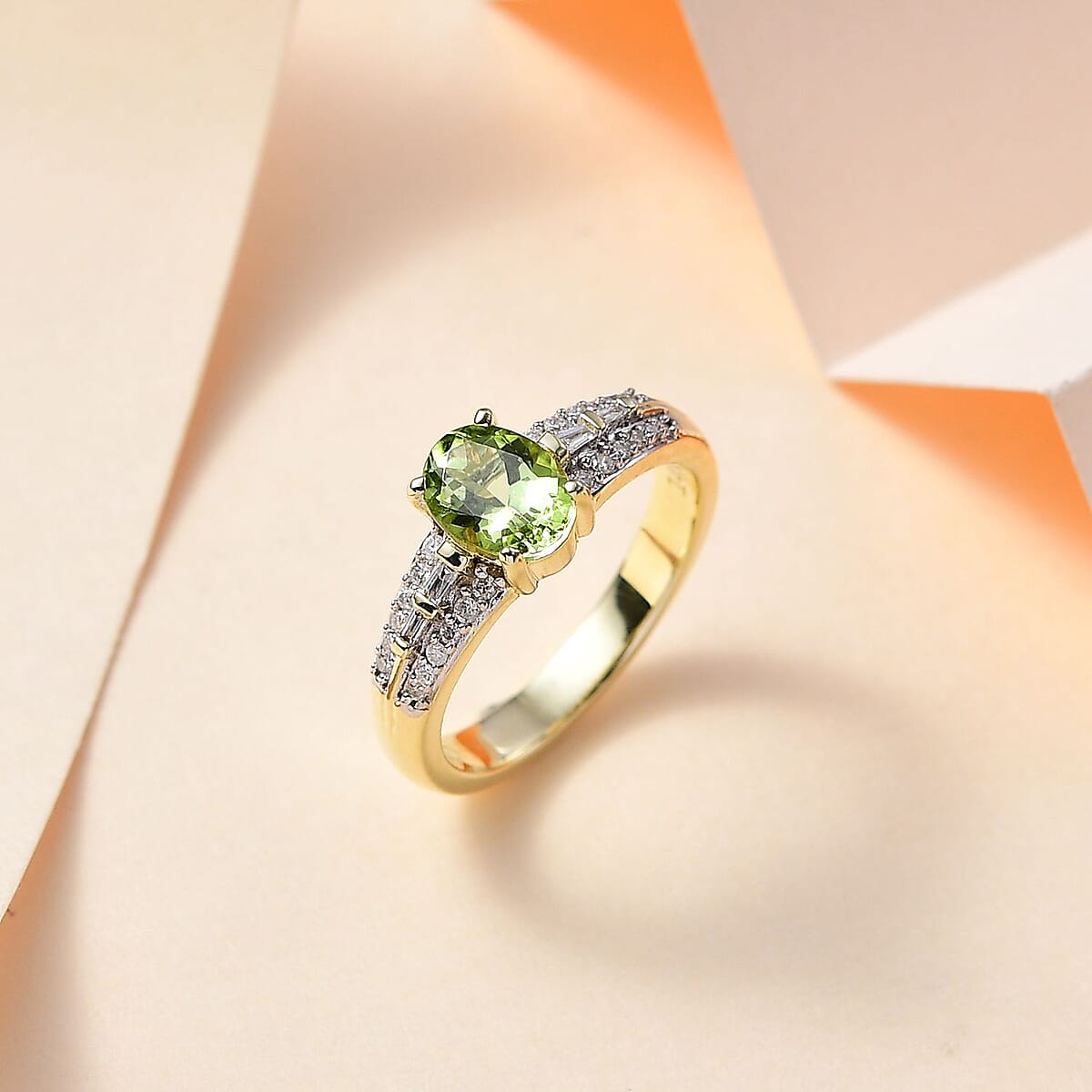 Luxoro 14K Green Gold AAA Natural Arikanga Tourmaline and G-H I2 Diamond Ring (Size 9.0) 4.50 Grams 1.15 ctw image number 1